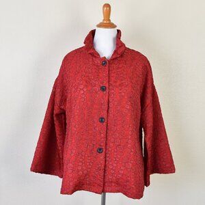 Yushi Red Button Front Swing Jacket L